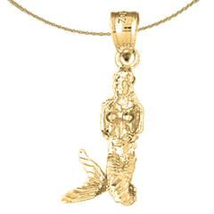 14K or 18K Gold 3D Mermaid Pendant