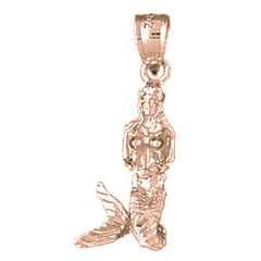 14K or 18K Gold 3D Mermaid Pendant