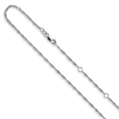 14K White Gold 1.5mm Singapore 1in+1in Adjustable Chain