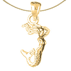 14K or 18K Gold 3D Mermaid Pendant