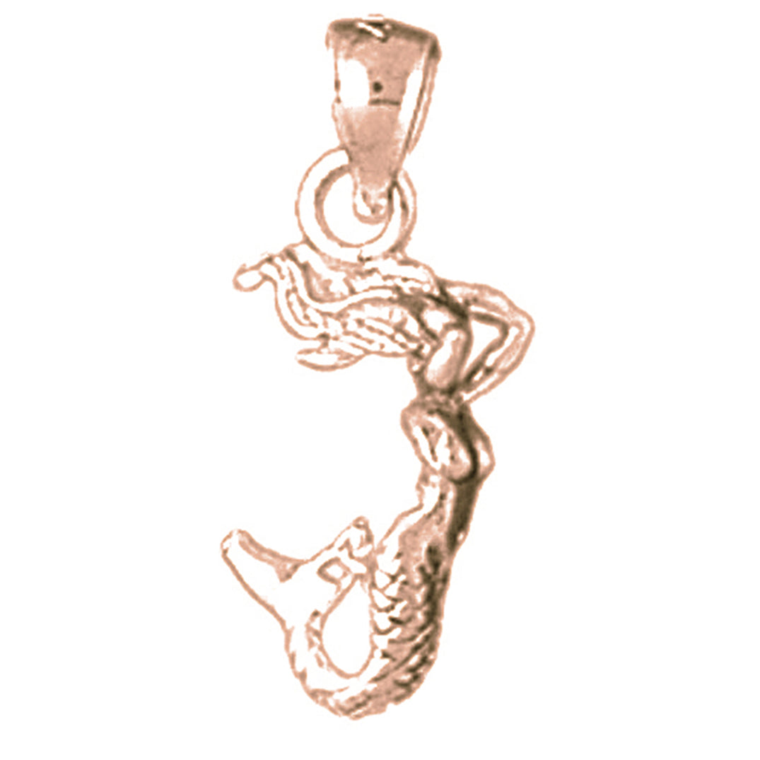 14K or 18K Gold 3D Mermaid Pendant