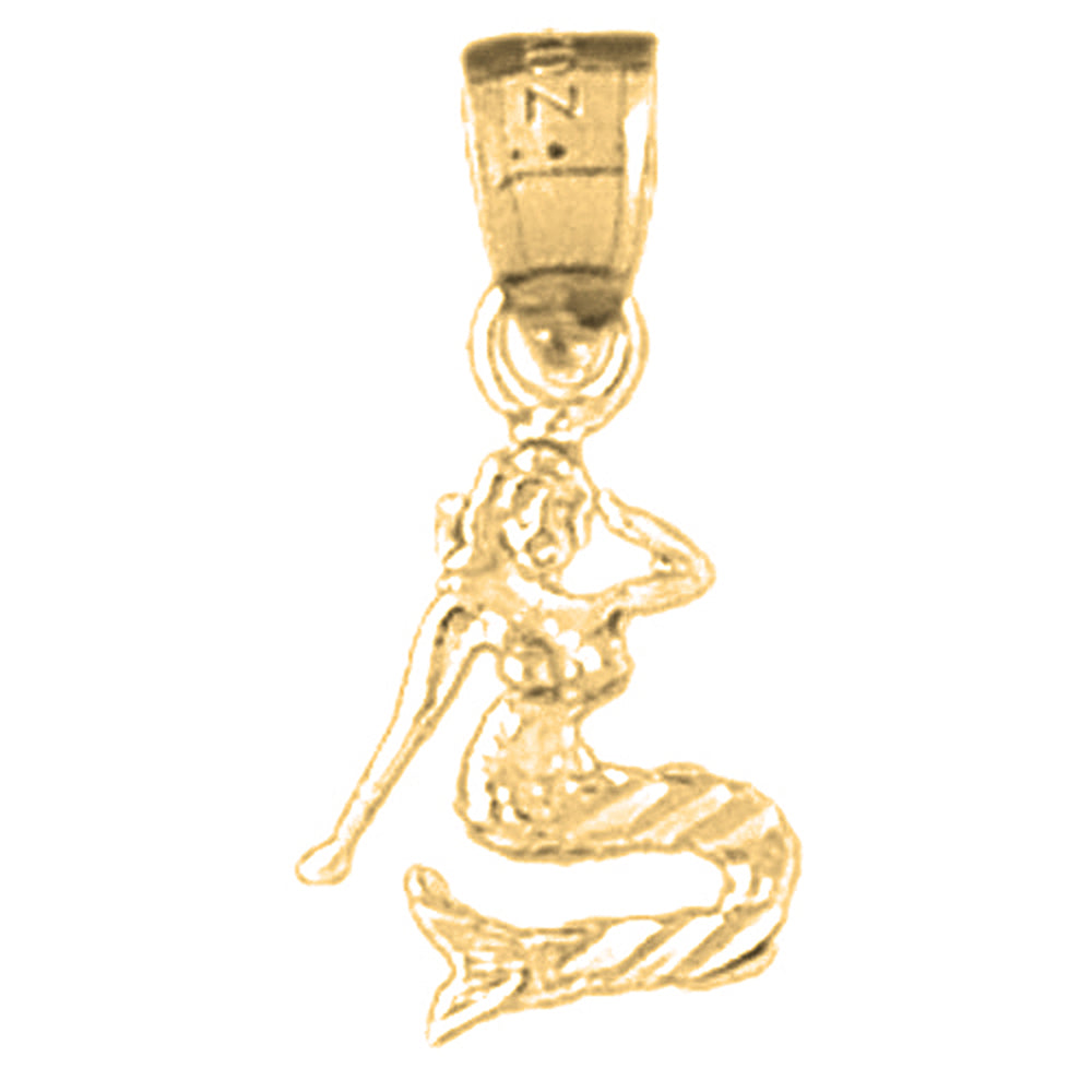 14K or 18K Gold 3D Mermaid Pendant