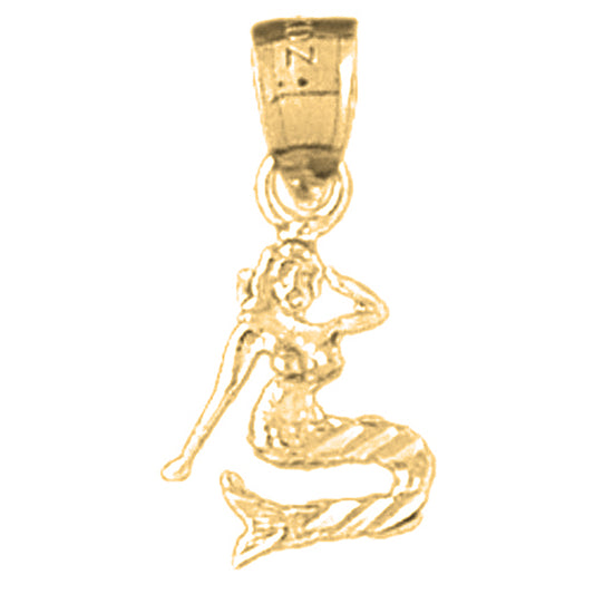 14K or 18K Gold 3D Mermaid Pendant