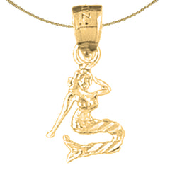 14K or 18K Gold 3D Mermaid Pendant