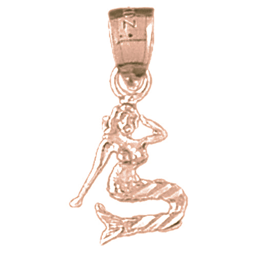 14K or 18K Gold 3D Mermaid Pendant