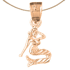 14K or 18K Gold 3D Mermaid Pendant