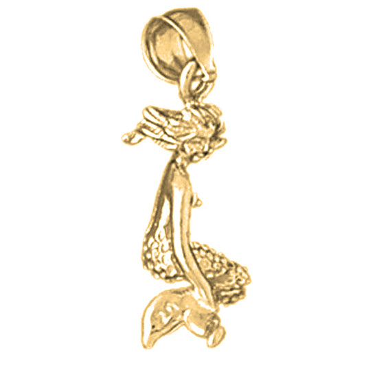 14K or 18K Gold 3D Mermaid Pendant