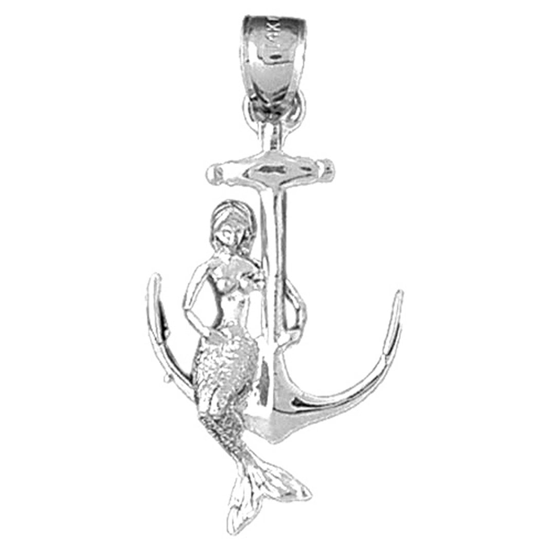 10K, 14K or 18K Gold Mermaid And Anchor Pendant