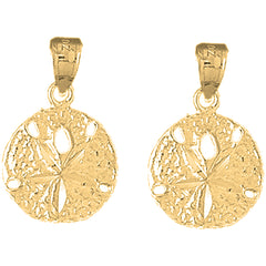 Yellow Gold-plated Silver 23mm Sand Dollar Earrings