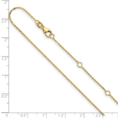 Cable plano de oro amarillo de 14 quilates de 1,2 mm Cadena ajustable de 1 pulgada + 1 pulgada
