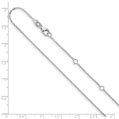 14K White Gold 1.2mm Flat Cable 1in+1in Adjustable Chain