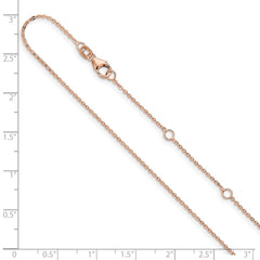 Cable plano de oro rosa de 14 quilates de 1,2 mm Cadena ajustable de 1 pulgada + 1 pulgada