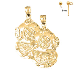 14K or 18K Gold Diving Helmet Earrings