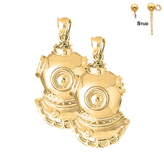 30 mm Taucherhelm-Ohrringe aus Sterlingsilber (weiß- oder gelbvergoldet)