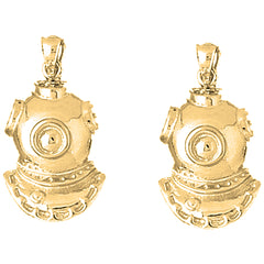 Yellow Gold-plated Silver 30mm Diving Helmet Earrings