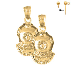 14K or 18K Gold Diving Helmet Earrings