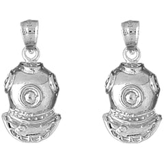 Sterling Silver 25mm Diving Helmet Earrings