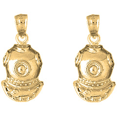 Yellow Gold-plated Silver 25mm Diving Helmet Earrings