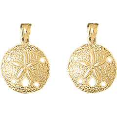 Yellow Gold-plated Silver 22mm Sand Dollar Earrings