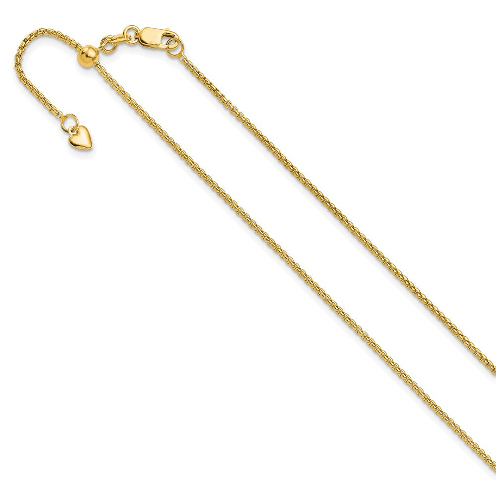 14K Yellow Gold Adjustable 1.35mm Round Box Chain