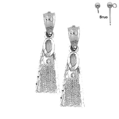 Sterling Silver 24mm Scuba Finn Earrings (White or Yellow Gold Plated)