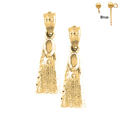 Pendientes Scuba Finn de plata de ley de 24 mm (chapados en oro blanco o amarillo)