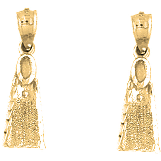 Yellow Gold-plated Silver 24mm Scuba Finn Earrings