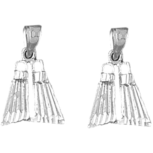 Sterling Silver 20mm Scuba Finns Earrings