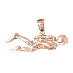 10K, 14K or 18K Gold Scuba Diver Pendant