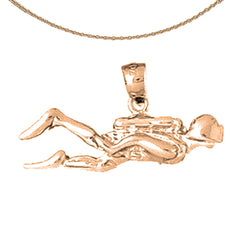 10K, 14K or 18K Gold Scuba Diver Pendant