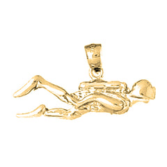 10K, 14K or 18K Gold Scuba Diver Pendant