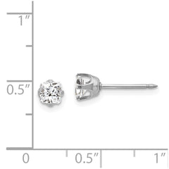 Inverness 14K White Gold 5mm Sq CZ Post Earrings