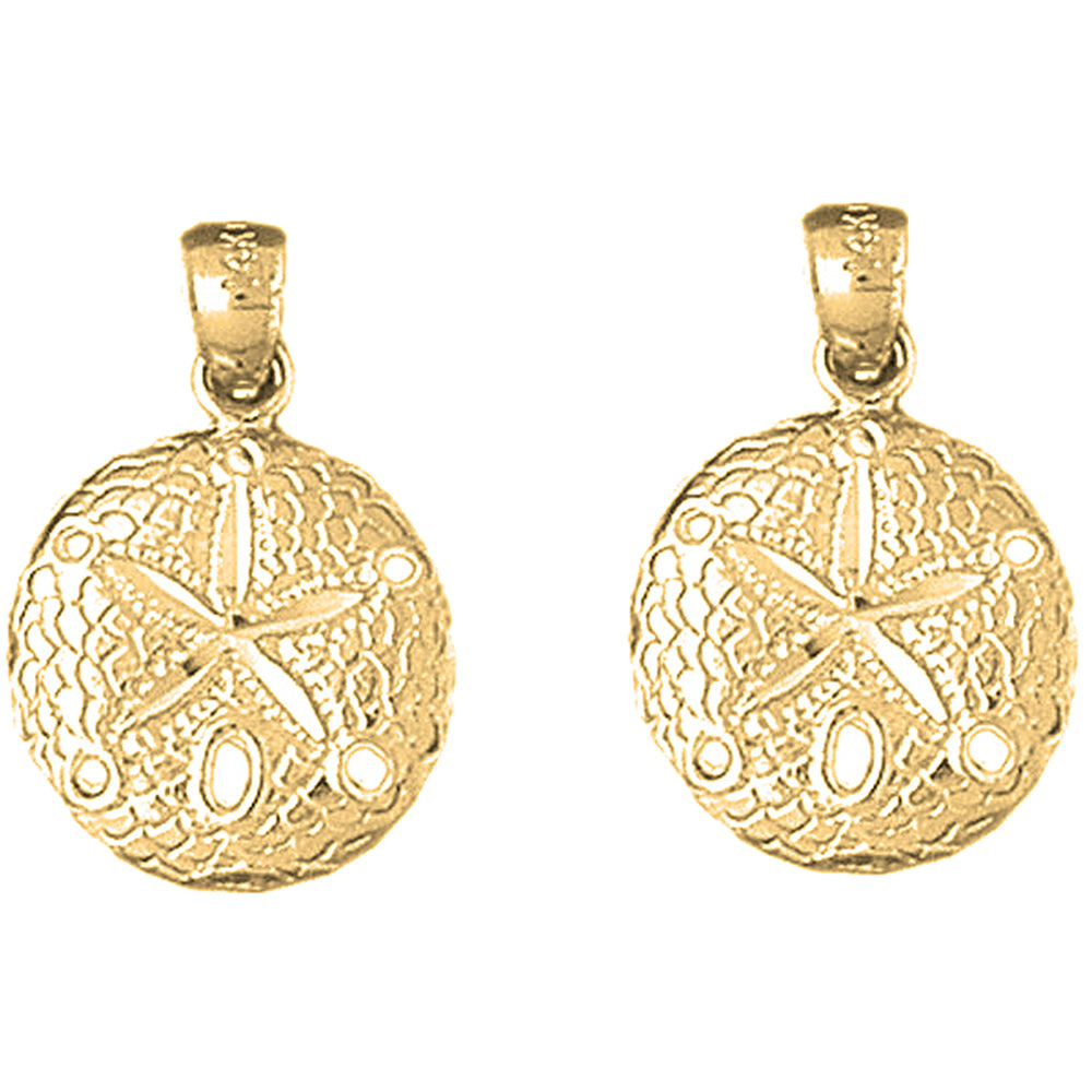 14K or 18K Gold 21mm Sand Dollar Earrings