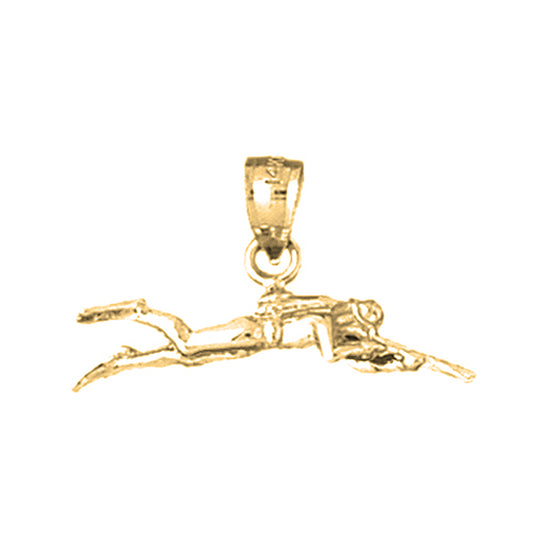 14K or 18K Gold 3D Scuba Diver Pendant