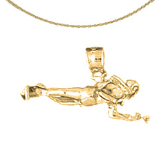 14K or 18K Gold 3D Scuba Diver Pendant