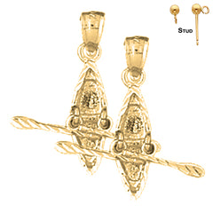 14K or 18K Gold 3D Kayak Earrings