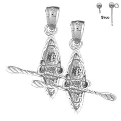 Sterling Silver 25mm 3D Kayak Earrings (White or Yellow Gold Plated)