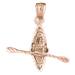 14K or 18K Gold 3D Kayak Pendant