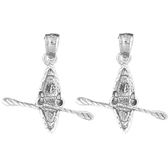 Sterling Silver 25mm 3D Kayak Earrings