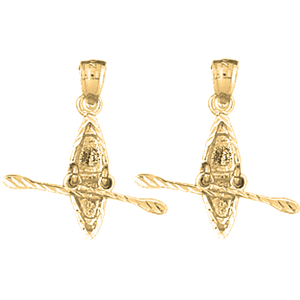 14K or 18K Gold 25mm 3D Kayak Earrings