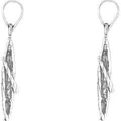 Sterling Silver 28mm 3D Canoe Earrings