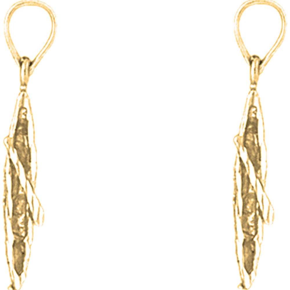 Yellow Gold-plated Silver 28mm 3D Canoe Earrings