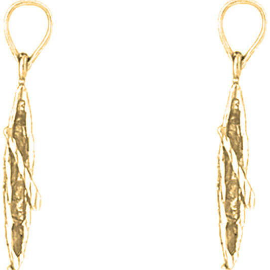 Yellow Gold-plated Silver 28mm 3D Canoe Earrings