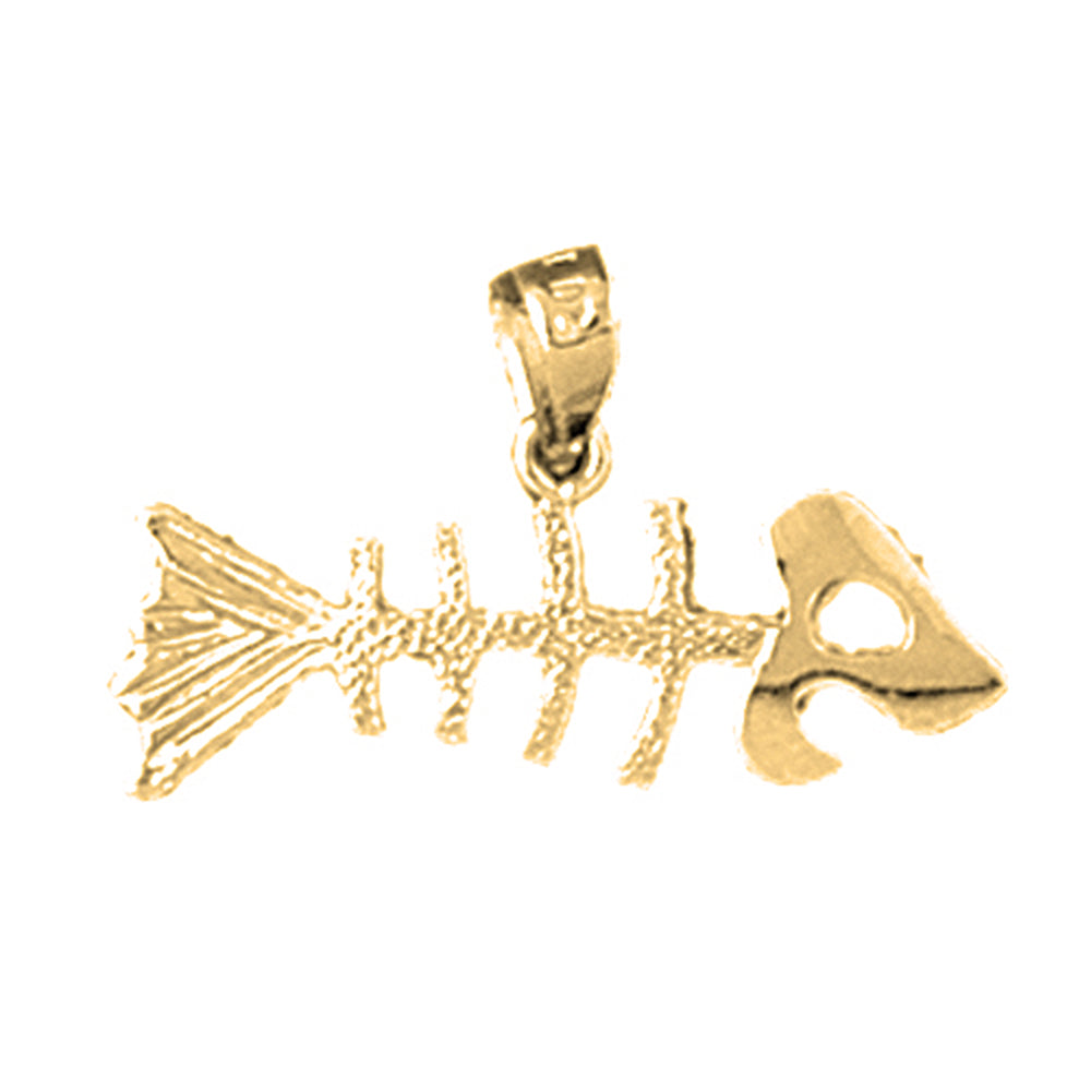 14K or 18K Gold Fish Bones Pendant