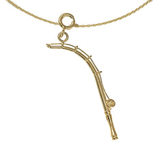 14K or 18K Gold 3D Fishing Pole Pendant