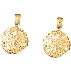 Yellow Gold-plated Silver 22mm Sand Dollar Earrings