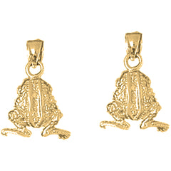 Yellow Gold-plated Silver 19mm 3D Frog Earrings