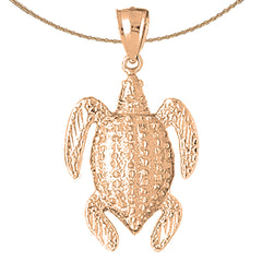 10K, 14K or 18K Gold Turtle Pendant