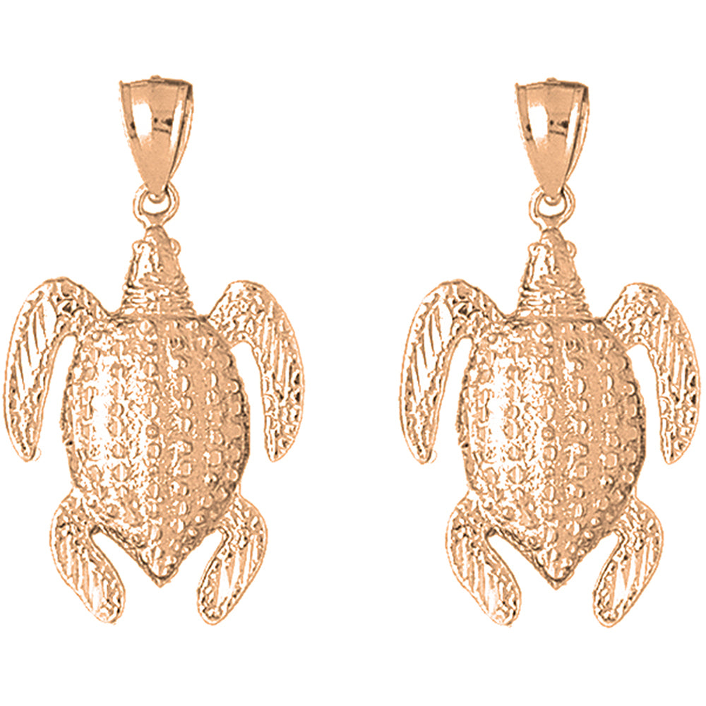 14K or 18K Gold 40mm Turtle Earrings