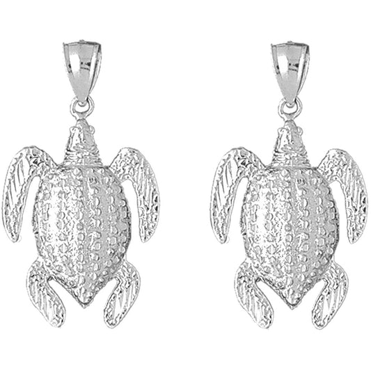 Sterling Silver 40mm Turtle Earrings